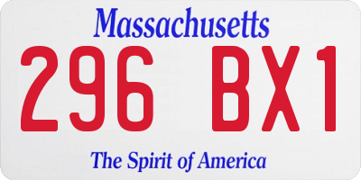 MA license plate 296BX1