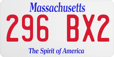 MA license plate 296BX2