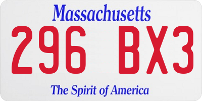 MA license plate 296BX3