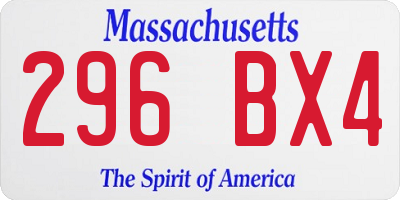 MA license plate 296BX4