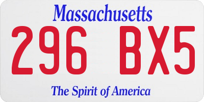 MA license plate 296BX5