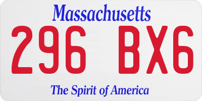 MA license plate 296BX6
