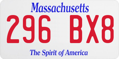 MA license plate 296BX8