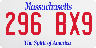 MA license plate 296BX9