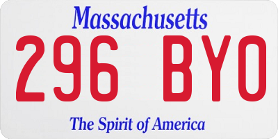 MA license plate 296BY0