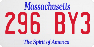 MA license plate 296BY3