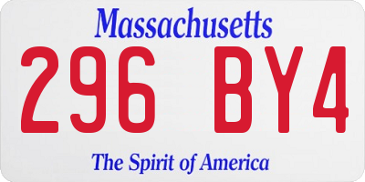 MA license plate 296BY4
