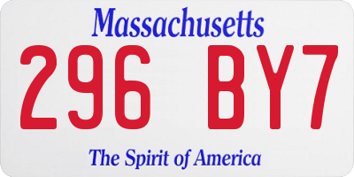 MA license plate 296BY7