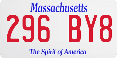 MA license plate 296BY8