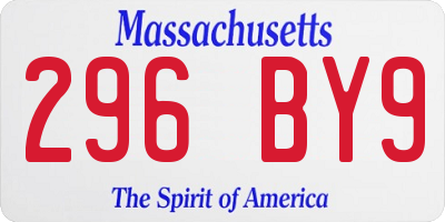 MA license plate 296BY9