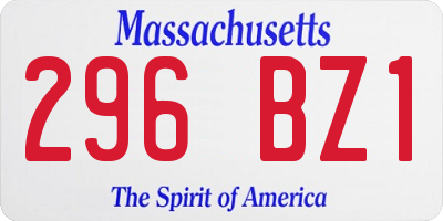 MA license plate 296BZ1