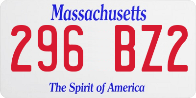 MA license plate 296BZ2