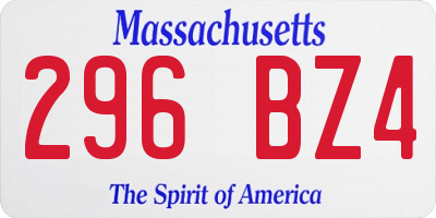 MA license plate 296BZ4