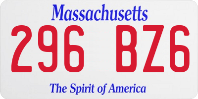 MA license plate 296BZ6