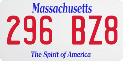 MA license plate 296BZ8