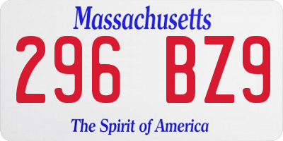 MA license plate 296BZ9