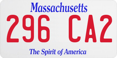 MA license plate 296CA2