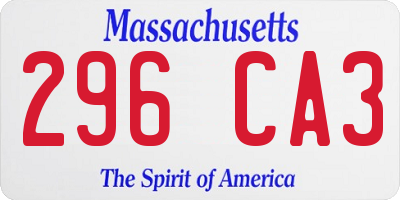 MA license plate 296CA3