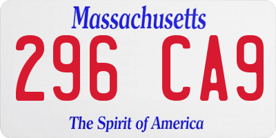 MA license plate 296CA9