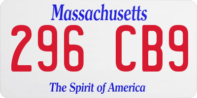 MA license plate 296CB9