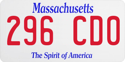 MA license plate 296CD0
