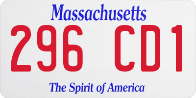 MA license plate 296CD1