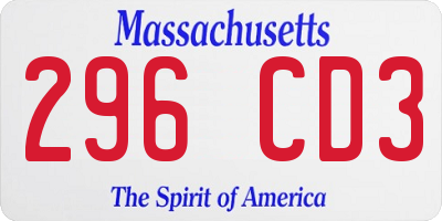 MA license plate 296CD3