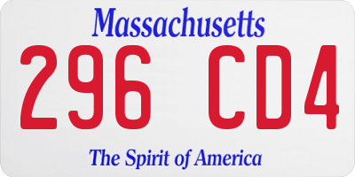 MA license plate 296CD4
