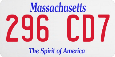 MA license plate 296CD7