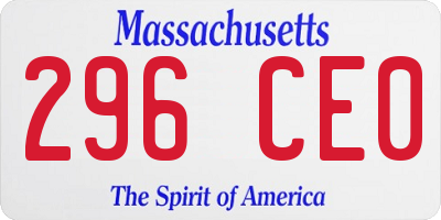 MA license plate 296CE0