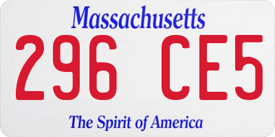 MA license plate 296CE5