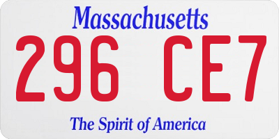 MA license plate 296CE7