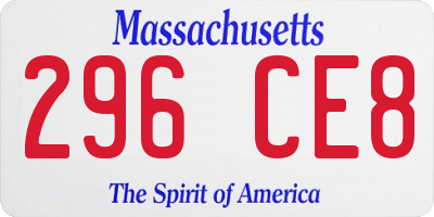 MA license plate 296CE8