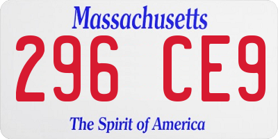 MA license plate 296CE9