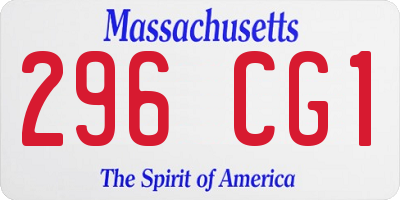 MA license plate 296CG1