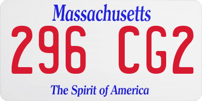 MA license plate 296CG2
