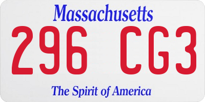 MA license plate 296CG3
