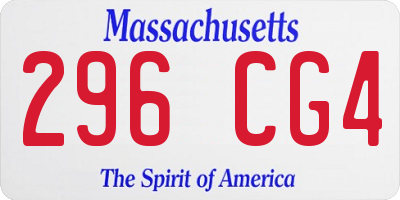 MA license plate 296CG4
