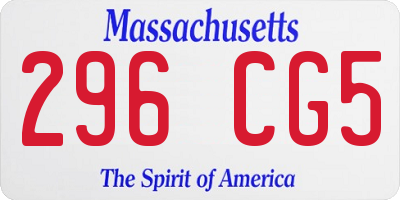 MA license plate 296CG5