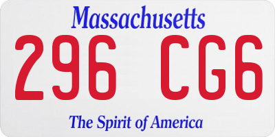 MA license plate 296CG6