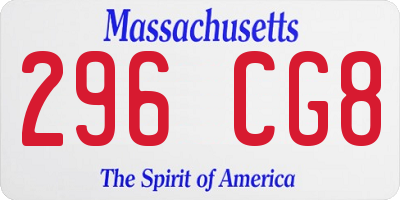 MA license plate 296CG8