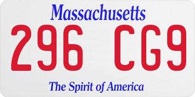 MA license plate 296CG9