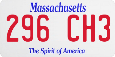 MA license plate 296CH3