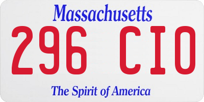 MA license plate 296CI0