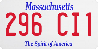 MA license plate 296CI1