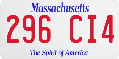 MA license plate 296CI4
