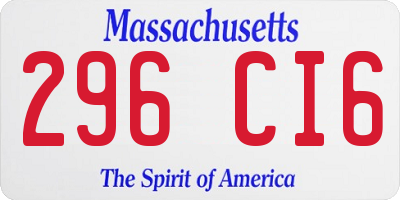 MA license plate 296CI6