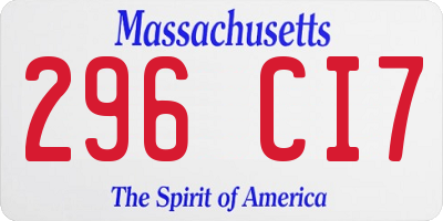 MA license plate 296CI7