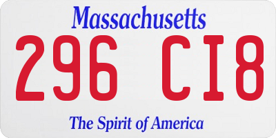 MA license plate 296CI8