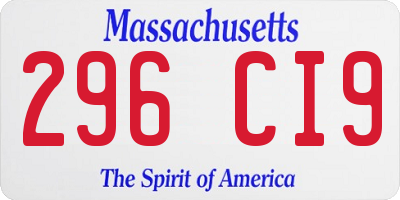 MA license plate 296CI9